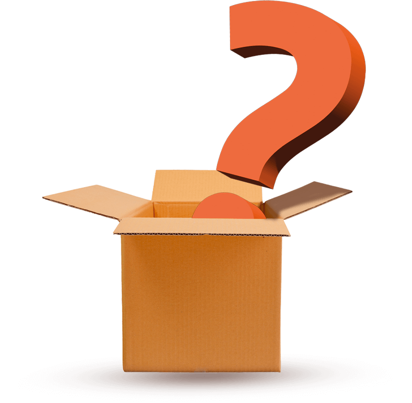 Scatola aperta con punto interrogativo grande